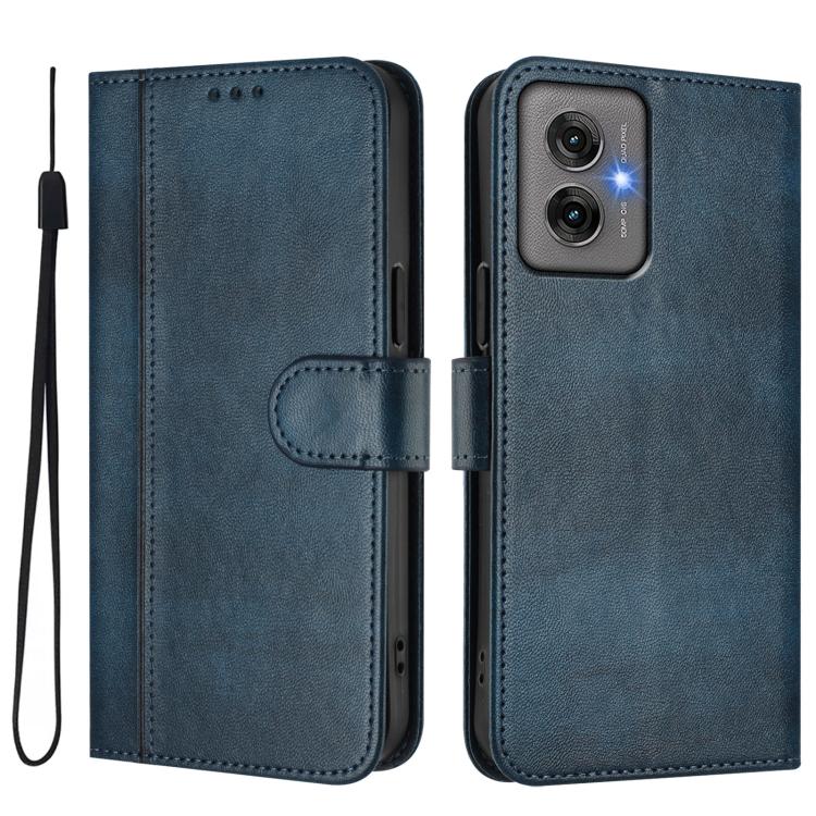 For Motorola Moto G55 5G Line Splicing Buckle Retro Leather Phone Case
