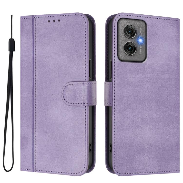 For Motorola Moto G55 5G Line Splicing Buckle Retro Leather Phone Case