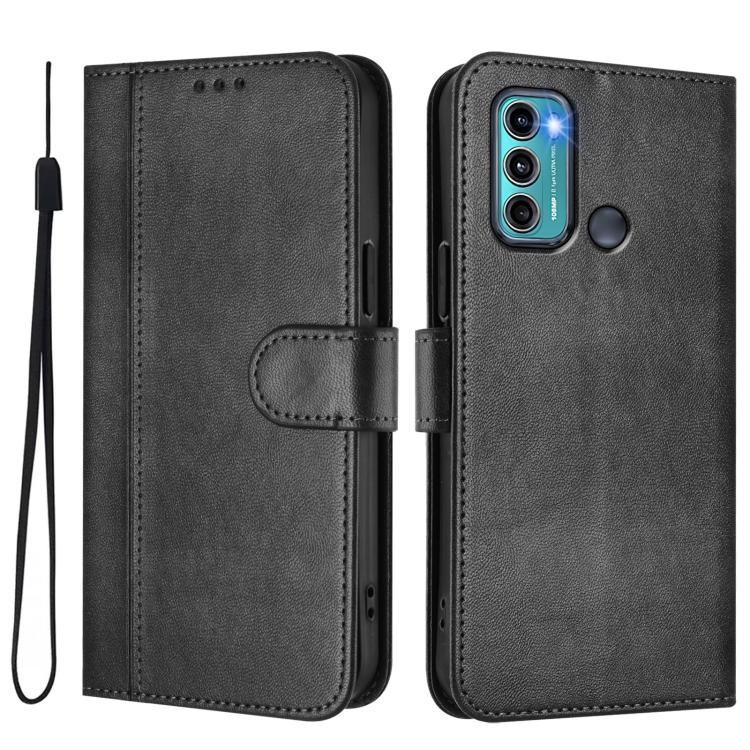 For Motorola Moto G60 / G40 Fusion Line Splicing Buckle Retro Leather Phone Case