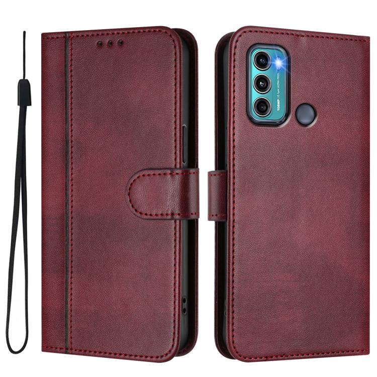 For Motorola Moto G60 / G40 Fusion Line Splicing Buckle Retro Leather Phone Case