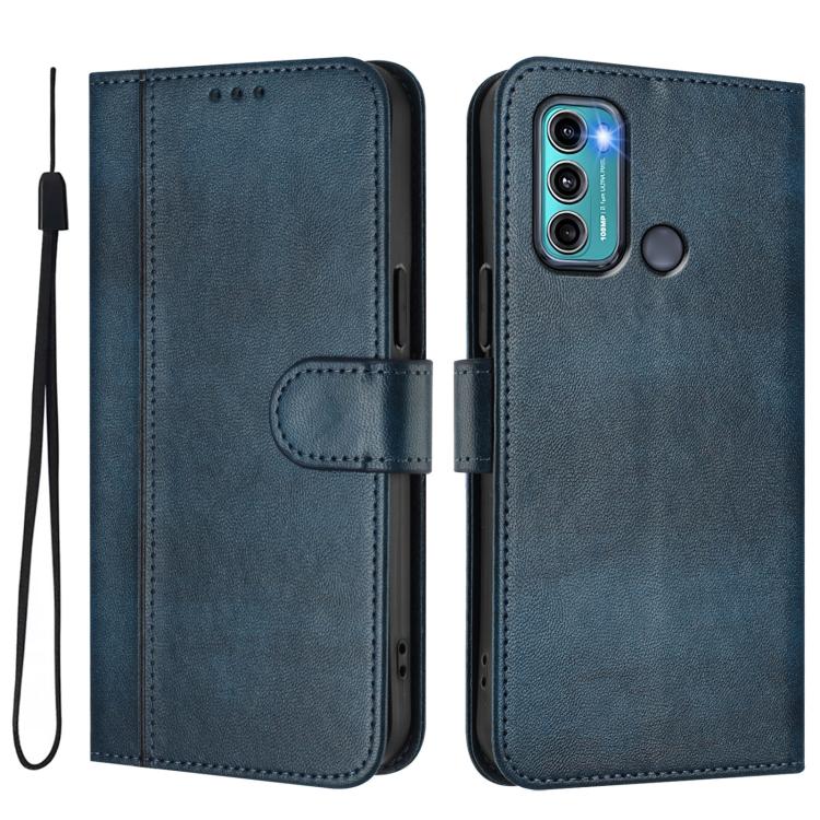 For Motorola Moto G60 / G40 Fusion Line Splicing Buckle Retro Leather Phone Case