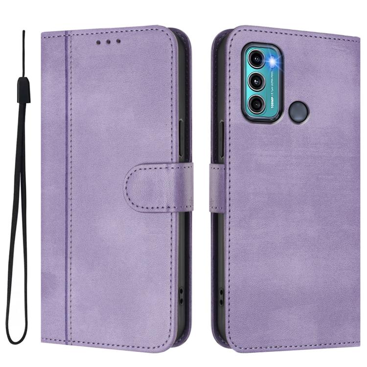 For Motorola Moto G60 / G40 Fusion Line Splicing Buckle Retro Leather Phone Case