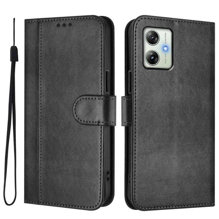 For Motorola Moto G64 India / G54 5G India Line Splicing Buckle Retro Leather Phone Case