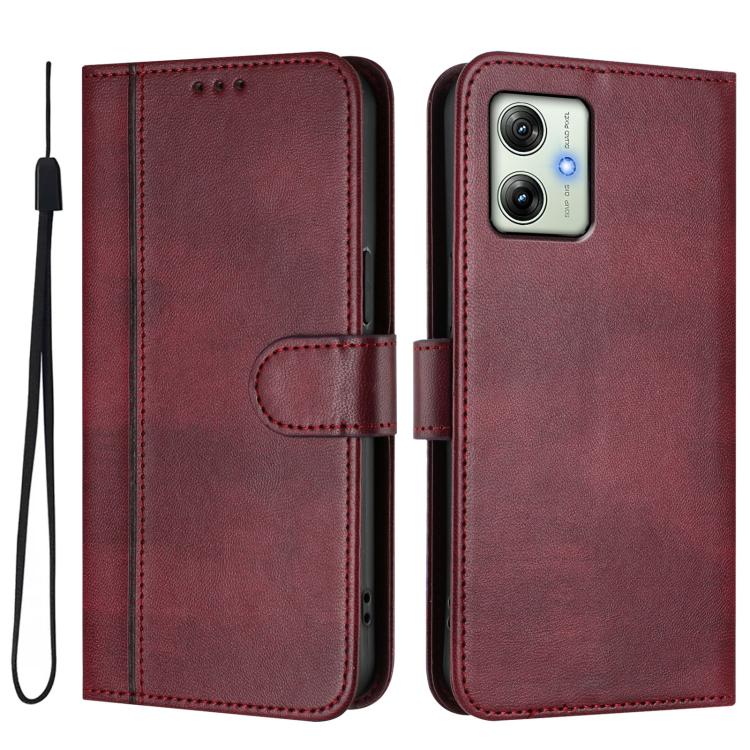 For Motorola Moto G64 India / G54 5G India Line Splicing Buckle Retro Leather Phone Case