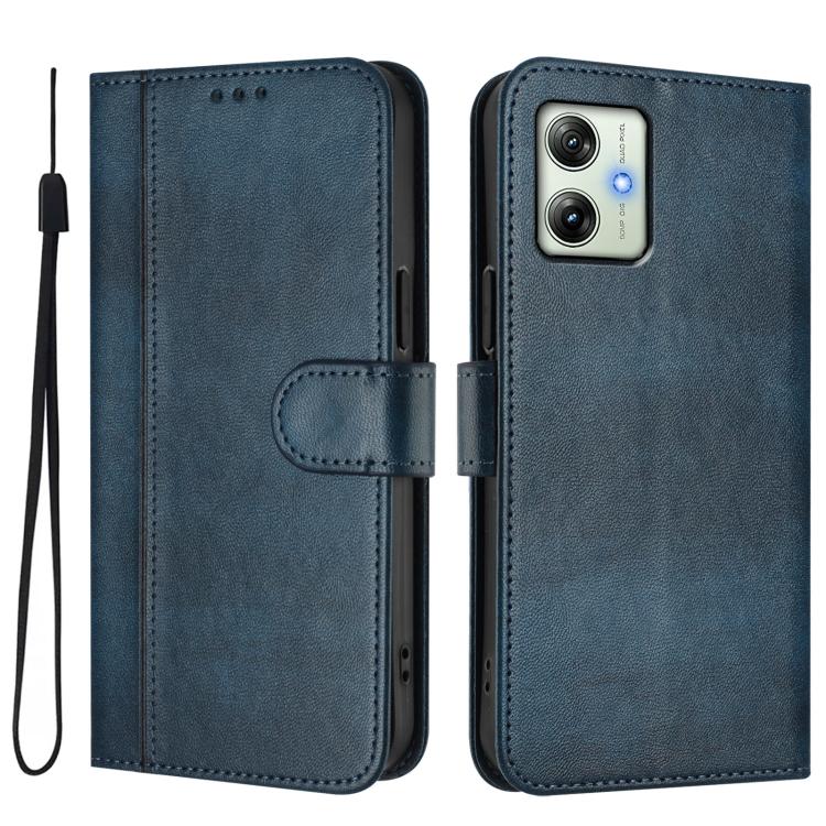 For Motorola Moto G64 India / G54 5G India Line Splicing Buckle Retro Leather Phone Case