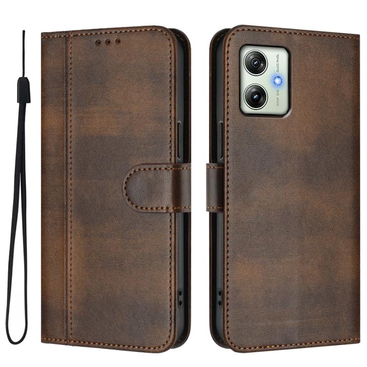 For Motorola Moto G64 India / G54 5G India Line Splicing Buckle Retro Leather Phone Case