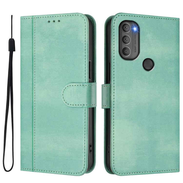 For Motorola Moto G71 5G Line Splicing Buckle Retro Leather Phone Case