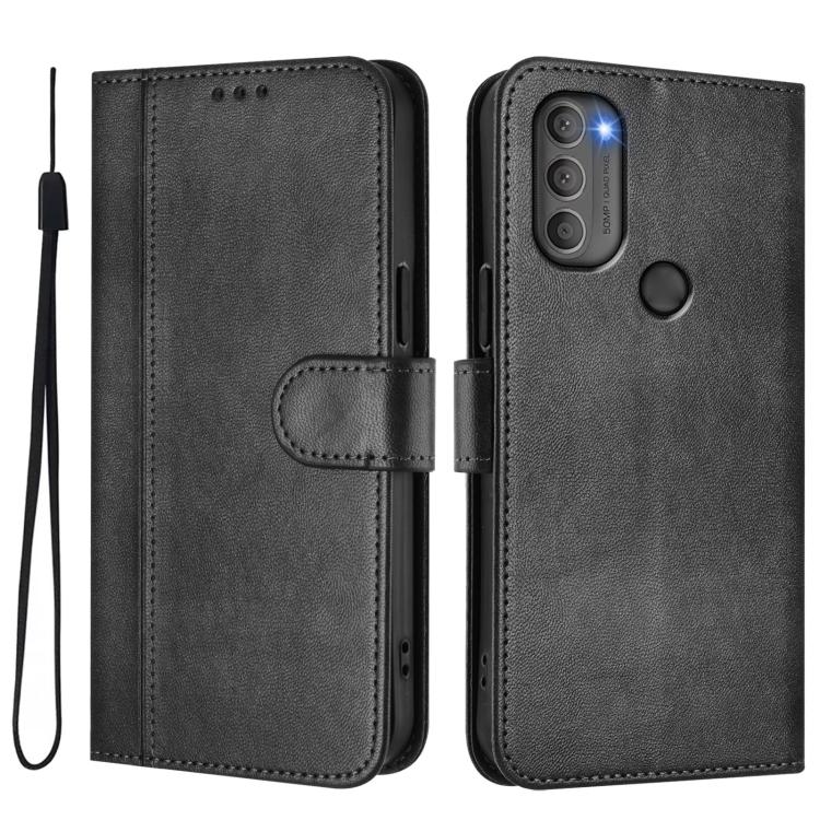 For Motorola Moto G71 5G Line Splicing Buckle Retro Leather Phone Case