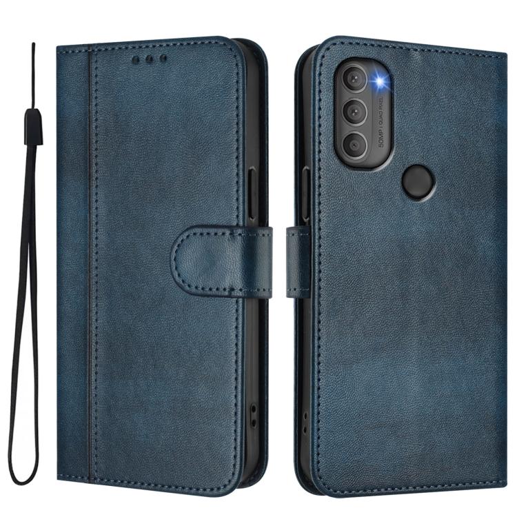 For Motorola Moto G71 5G Line Splicing Buckle Retro Leather Phone Case