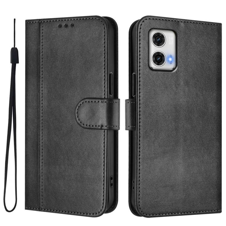 For Motorola Moto G73 5G Line Splicing Buckle Retro Leather Phone Case