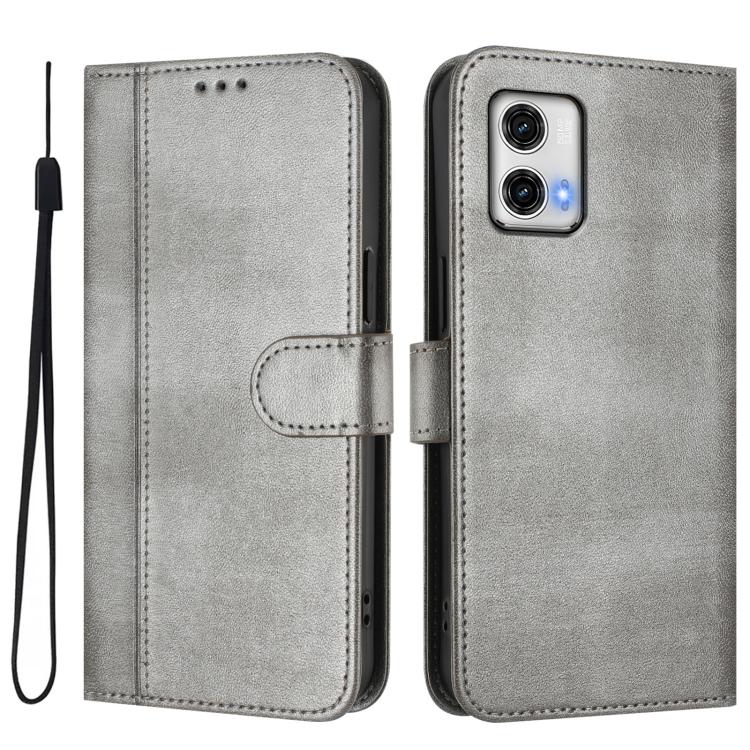 For Motorola Moto G73 5G Line Splicing Buckle Retro Leather Phone Case