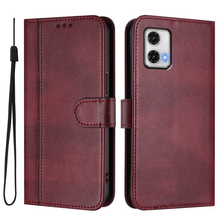 For Motorola Moto G73 5G Line Splicing Buckle Retro Leather Phone Case