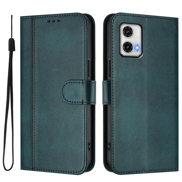 For Motorola Moto G73 5G Line Splicing Buckle Retro Leather Phone Case
