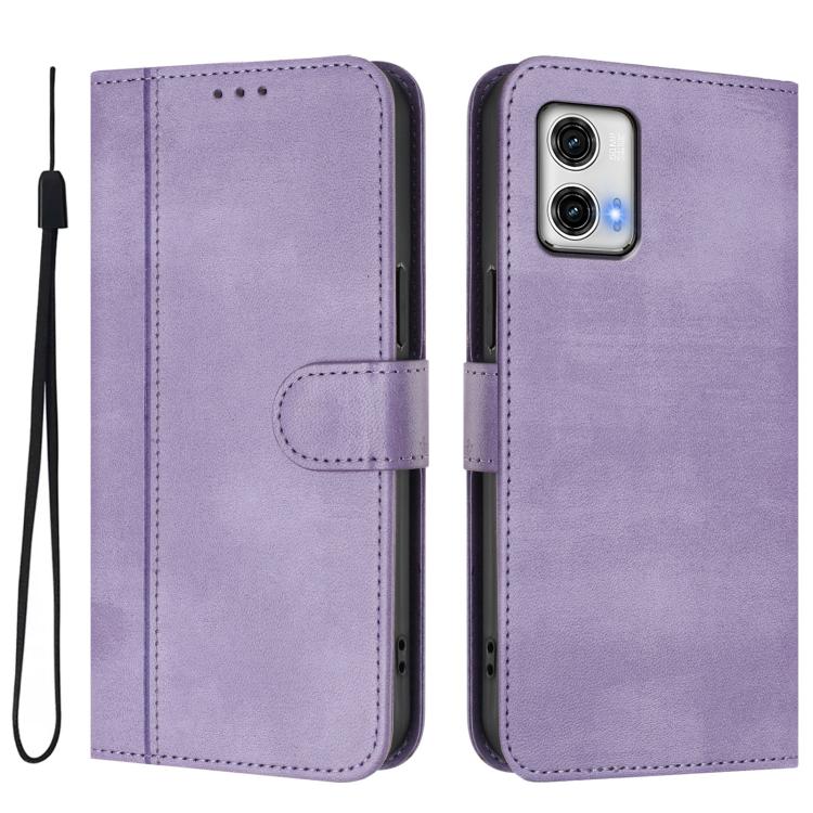For Motorola Moto G73 5G Line Splicing Buckle Retro Leather Phone Case
