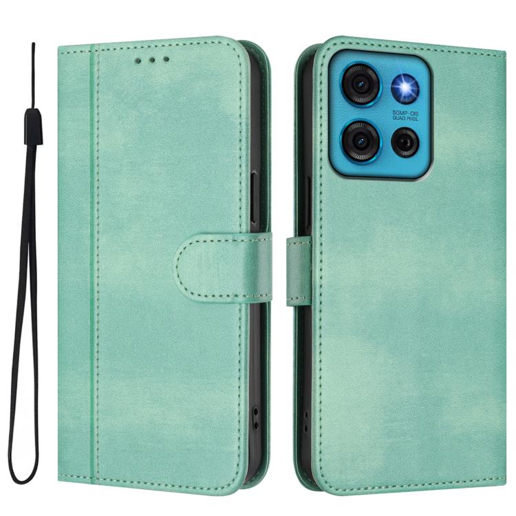 For Motorola Moto G75 5G Line Splicing Buckle Retro Leather Phone Case