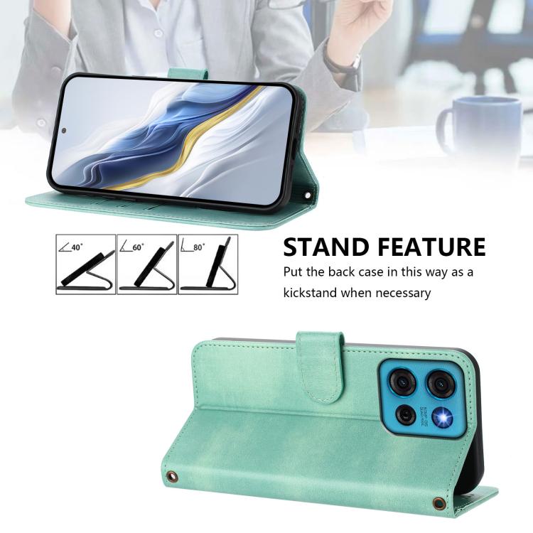 For Motorola Moto G75 5G Line Splicing Buckle Retro Leather Phone Case