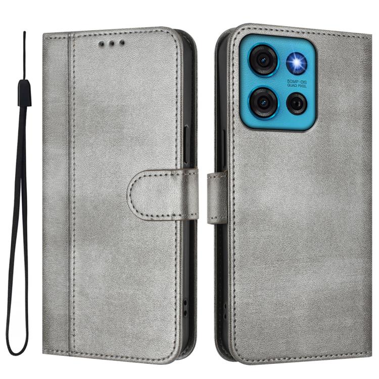 For Motorola Moto G75 5G Line Splicing Buckle Retro Leather Phone Case