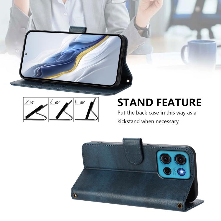 For Motorola Moto G75 5G Line Splicing Buckle Retro Leather Phone Case