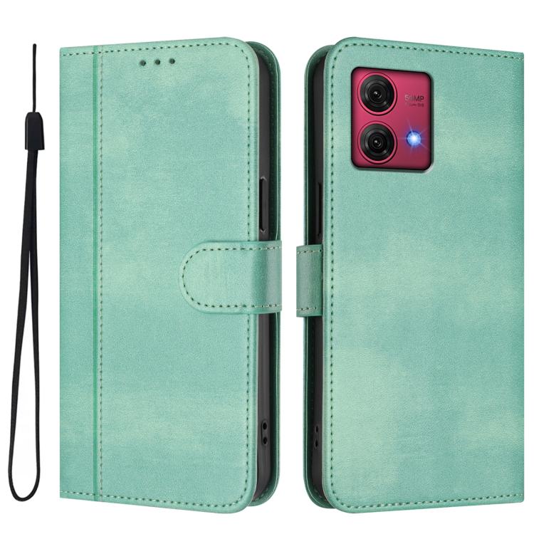 For Motorola Moto G84 5G Line Splicing Buckle Retro Leather Phone Case