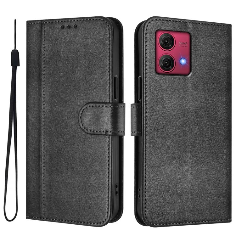 For Motorola Moto G84 5G Line Splicing Buckle Retro Leather Phone Case