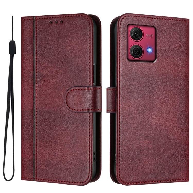 For Motorola Moto G84 5G Line Splicing Buckle Retro Leather Phone Case