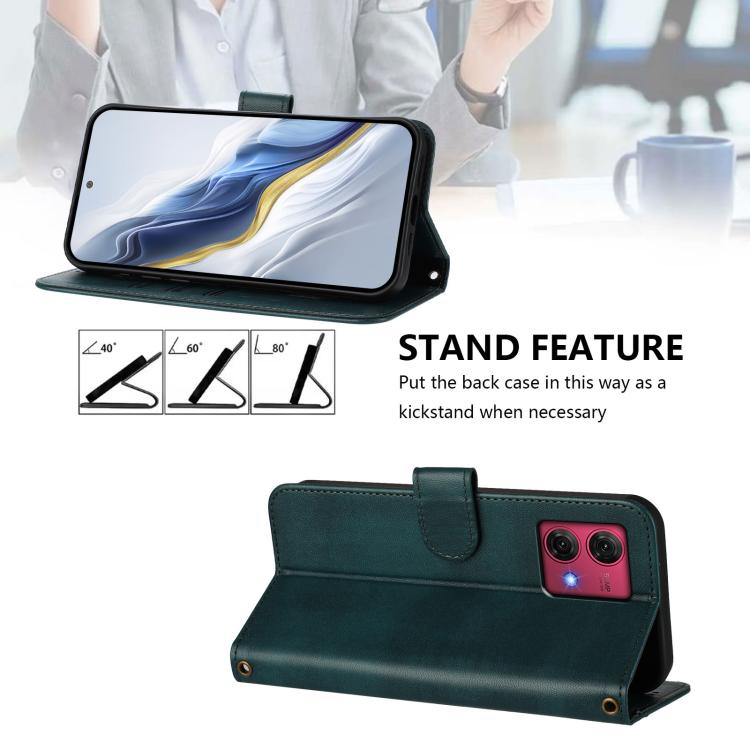 For Motorola Moto G84 5G Line Splicing Buckle Retro Leather Phone Case