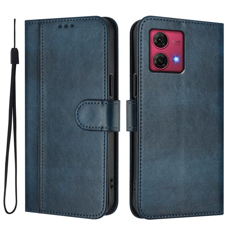 For Motorola Moto G84 5G Line Splicing Buckle Retro Leather Phone Case