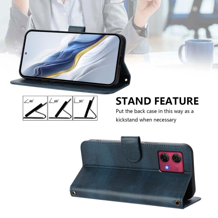 For Motorola Moto G84 5G Line Splicing Buckle Retro Leather Phone Case