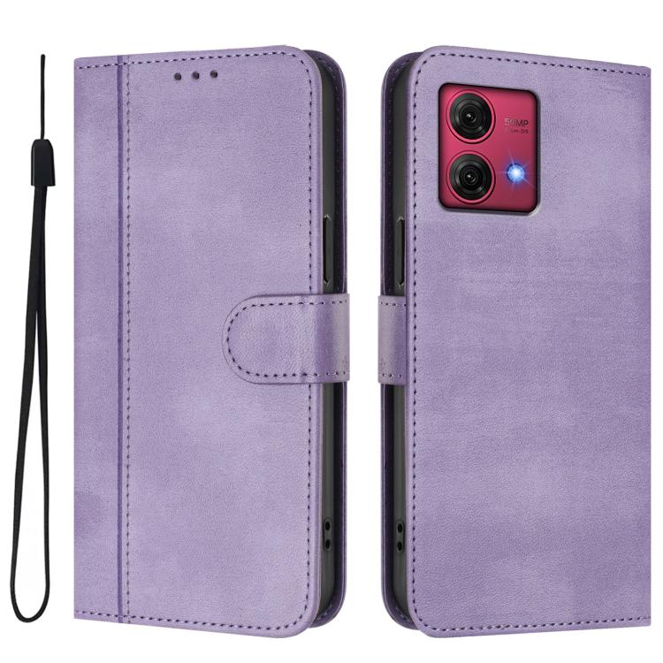 For Motorola Moto G84 5G Line Splicing Buckle Retro Leather Phone Case