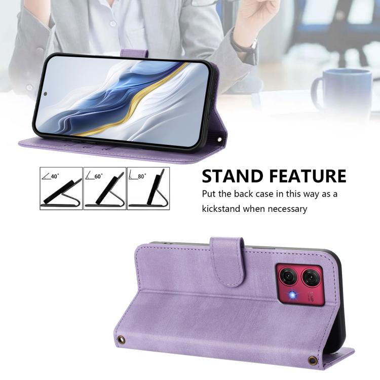 For Motorola Moto G84 5G Line Splicing Buckle Retro Leather Phone Case