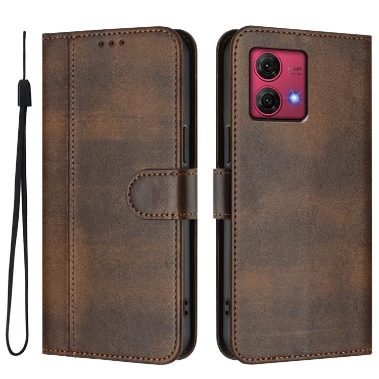 For Motorola Moto G84 5G Line Splicing Buckle Retro Leather Phone Case