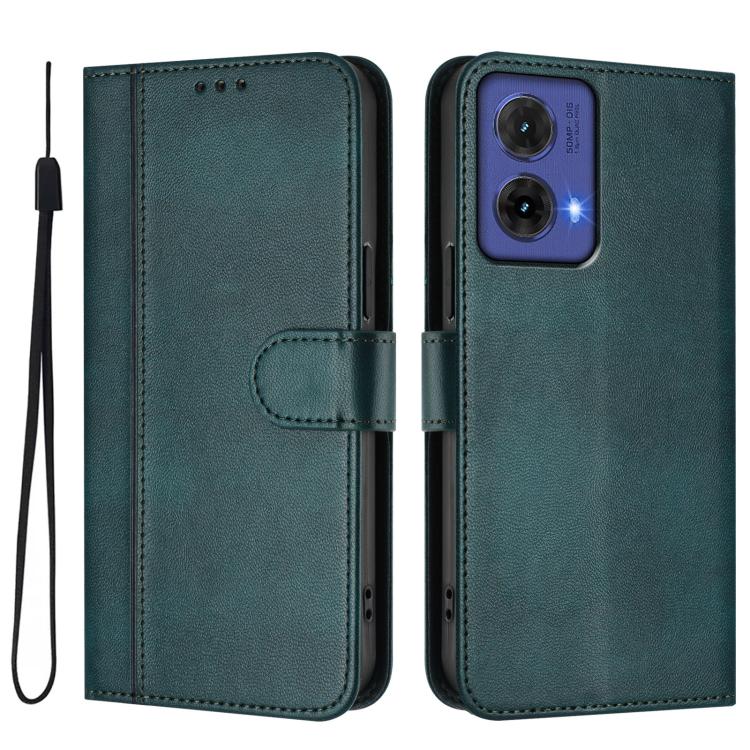 For Motorola Moto G85 5G Line Splicing Buckle Retro Leather Phone Case