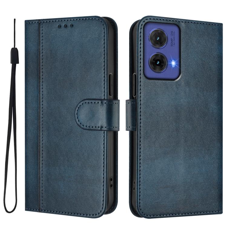 For Motorola Moto G85 5G Line Splicing Buckle Retro Leather Phone Case