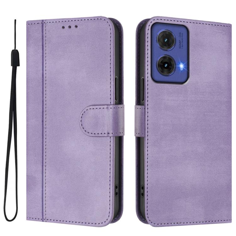 For Motorola Moto G85 5G Line Splicing Buckle Retro Leather Phone Case