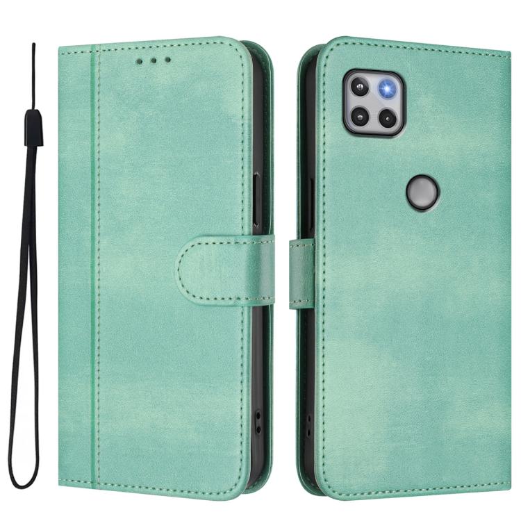 For Motorola Moto One 5G Ace 2021 Line Splicing Buckle Retro Leather Phone Case