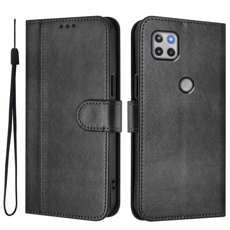 For Motorola Moto One 5G Ace 2021 Line Splicing Buckle Retro Leather Phone Case