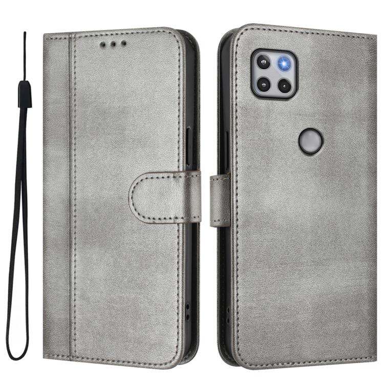 For Motorola Moto One 5G Ace 2021 Line Splicing Buckle Retro Leather Phone Case
