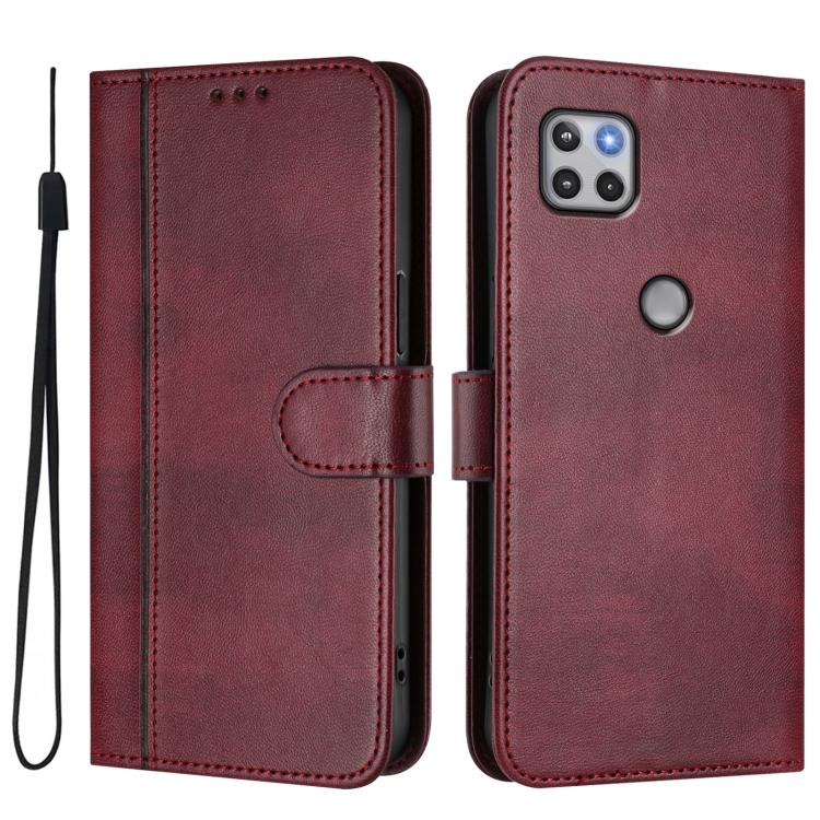 For Motorola Moto One 5G Ace 2021 Line Splicing Buckle Retro Leather Phone Case