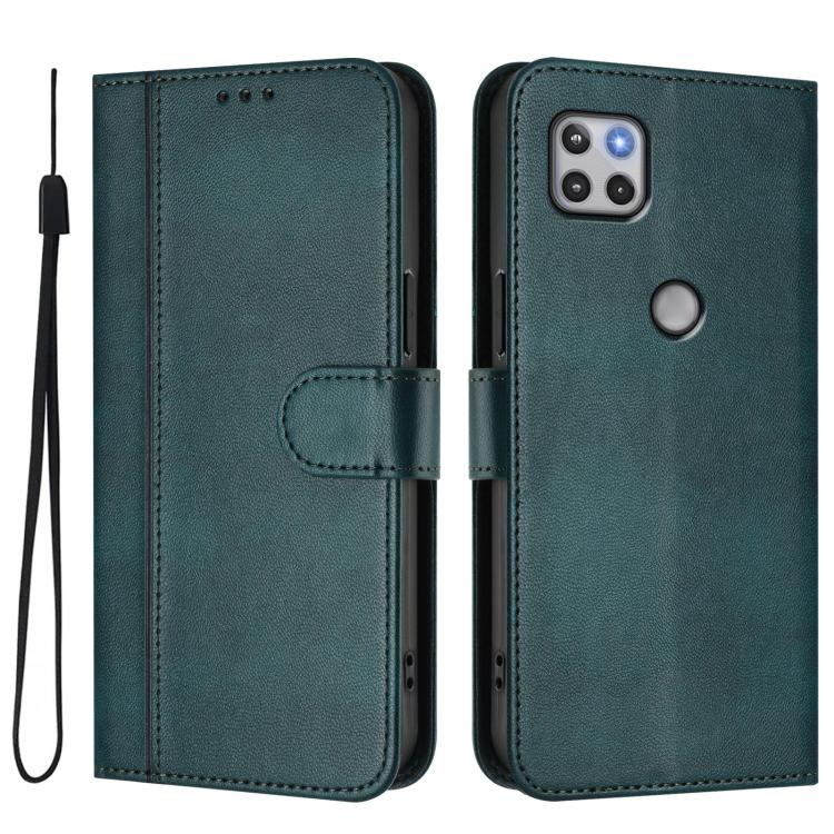 For Motorola Moto One 5G Ace 2021 Line Splicing Buckle Retro Leather Phone Case