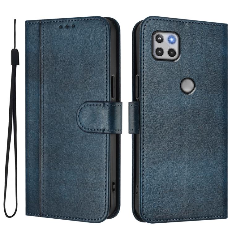 For Motorola Moto One 5G Ace 2021 Line Splicing Buckle Retro Leather Phone Case
