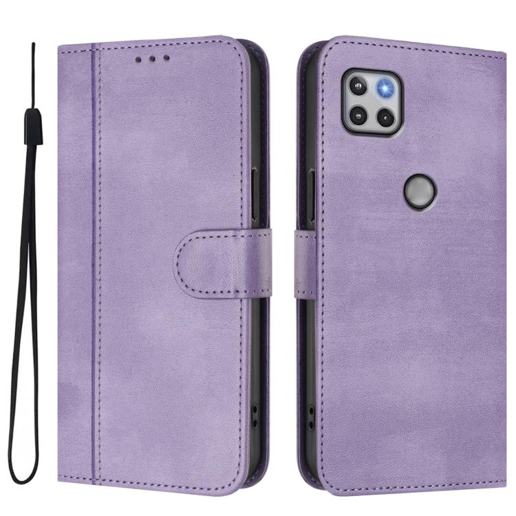 For Motorola Moto One 5G Ace 2021 Line Splicing Buckle Retro Leather Phone Case