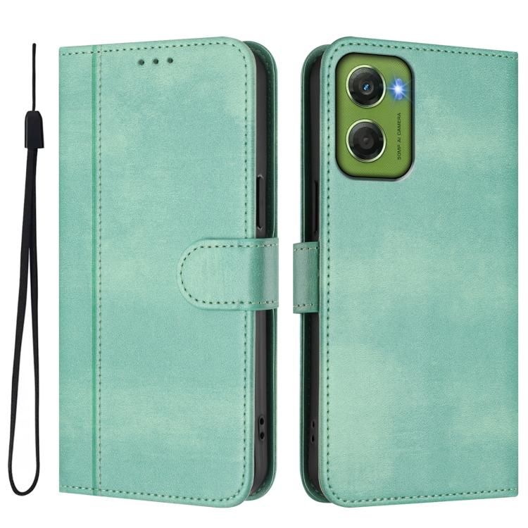 For Motorola Moto G06 4G Line Splicing Buckle Retro Leather Phone Case