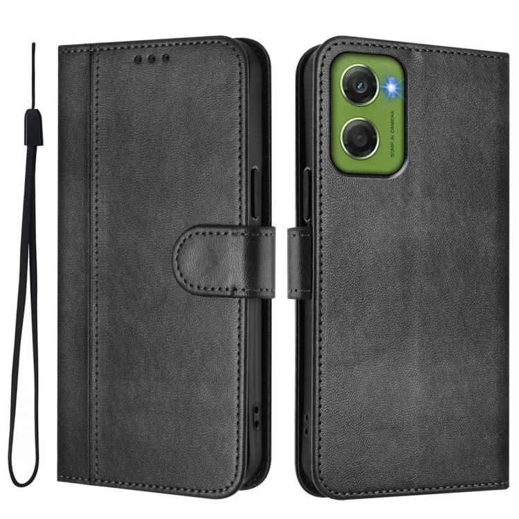 For Motorola Moto G06 4G Line Splicing Buckle Retro Leather Phone Case