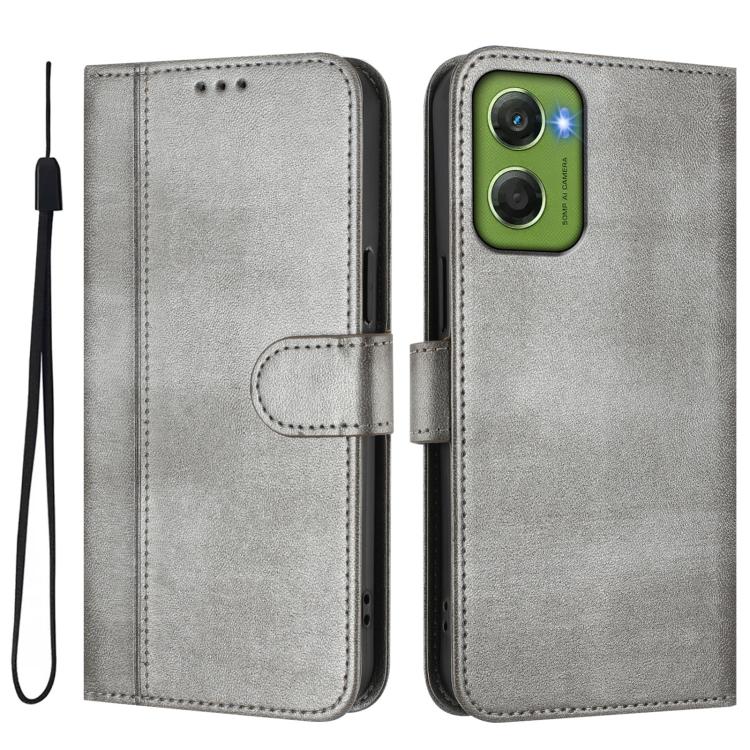 For Motorola Moto G06 4G Line Splicing Buckle Retro Leather Phone Case