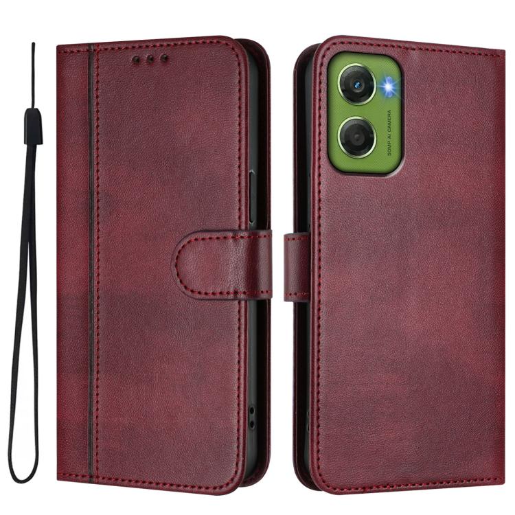 For Motorola Moto G06 4G Line Splicing Buckle Retro Leather Phone Case