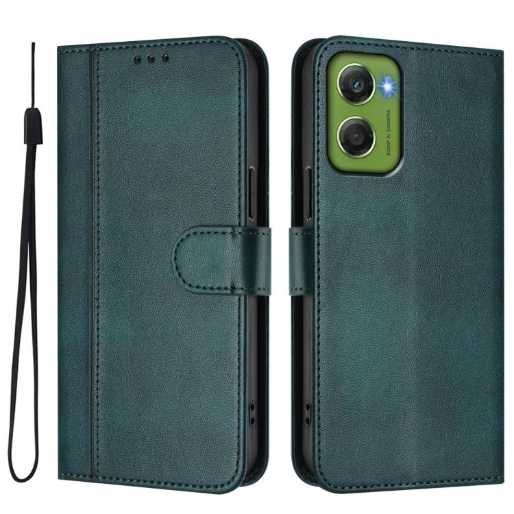 For Motorola Moto G06 4G Line Splicing Buckle Retro Leather Phone Case
