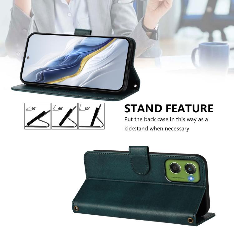 For Motorola Moto G06 4G Line Splicing Buckle Retro Leather Phone Case