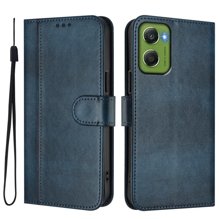 For Motorola Moto G06 4G Line Splicing Buckle Retro Leather Phone Case
