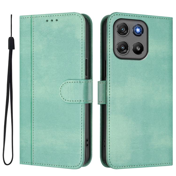 For Motorola Moto G67 Power 5G Line Splicing Buckle Retro Leather Phone Case
