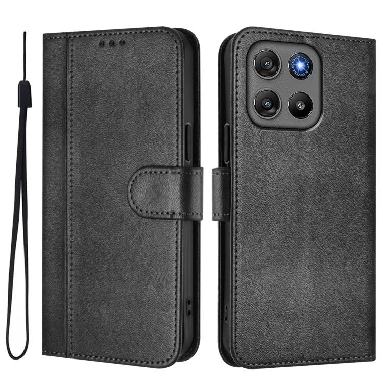 For Motorola Moto G67 Power 5G Line Splicing Buckle Retro Leather Phone Case